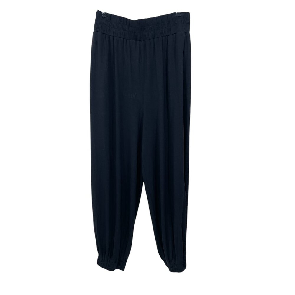 Peruvian Connection Jogger Pants Women‎ L Casual Black Pockets Viscose Blend
